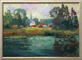 Картина. Александр Филиппов. На реке Солоница. Холст, масло. 50х70 см. Авторская живопись.