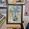 Картина. Инна Москалева. Подснежники. Холст, картон, масло. 20х15см. Авторская живопись.