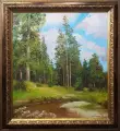 Картина. Стефан Домусчи. Лесной ручей. Холст, картон, масло. 64х58 см. Авторская живопись.