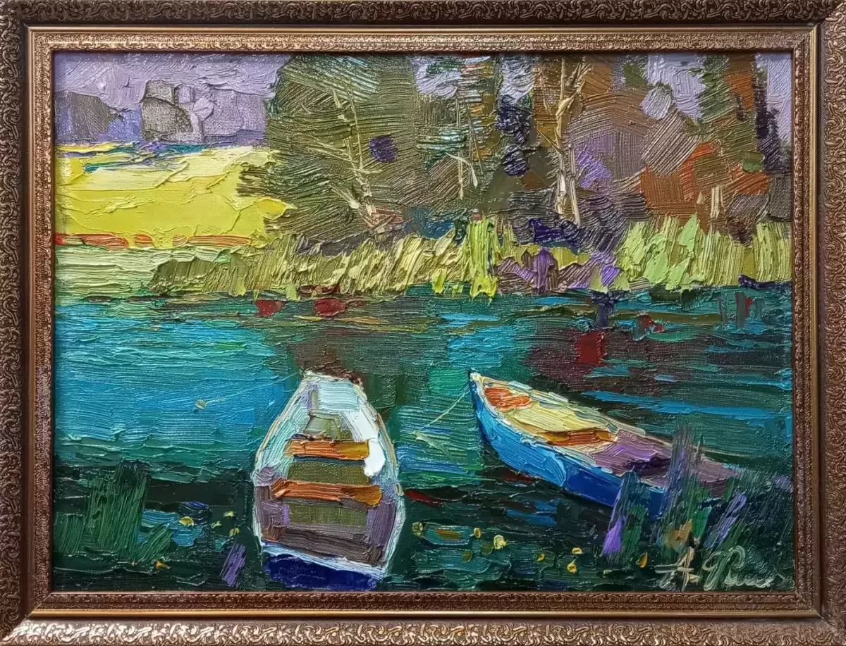 Картина. Александр Филиппов. Вечерние лодочки. Холст, масло. 30х40 см. Авторская живопись.